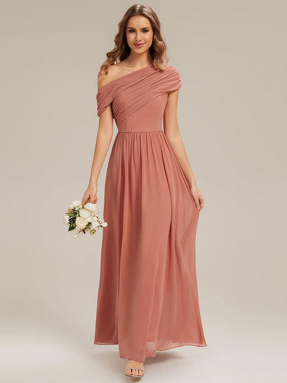 Gathered Chiffon Off the Shoulder Bridesmaid Dress