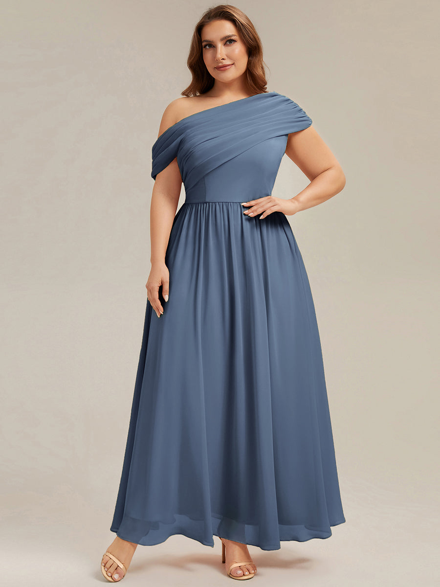 Gathered Chiffon Off the Shoulder Bridesmaid Dress