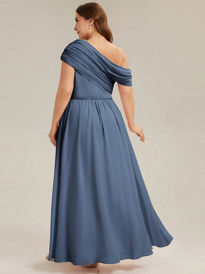 Gathered Chiffon Off the Shoulder Bridesmaid Dress