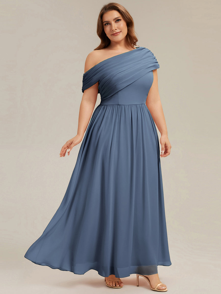 Plus Size Gathered Chiffon Bridesmaid Dress