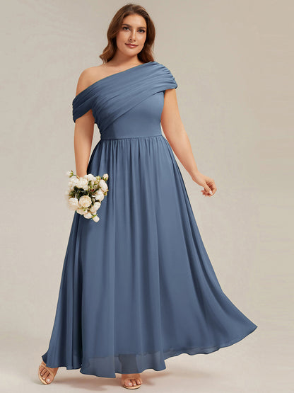 Plus Size Gathered Chiffon Bridesmaid Dress