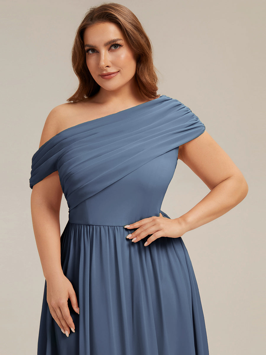 Gathered Chiffon Off the Shoulder Bridesmaid Dress