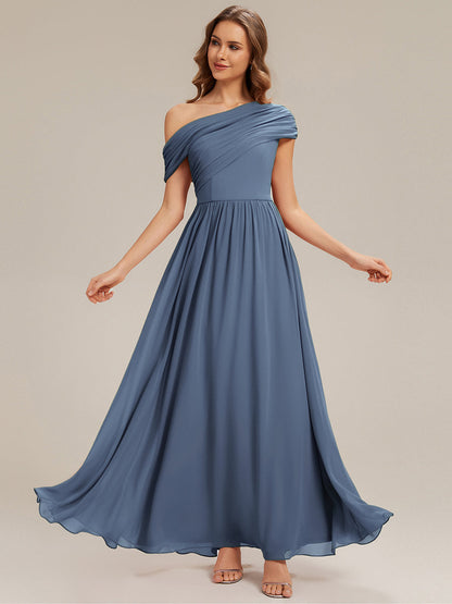 Gathered Chiffon Off the Shoulder Bridesmaid Dress