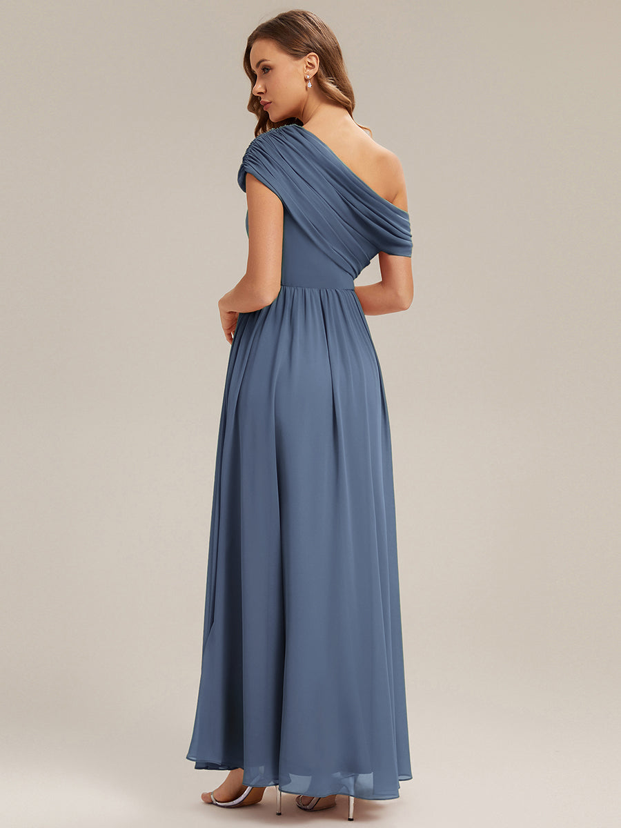 Gathered Chiffon Off the Shoulder Bridesmaid Dress