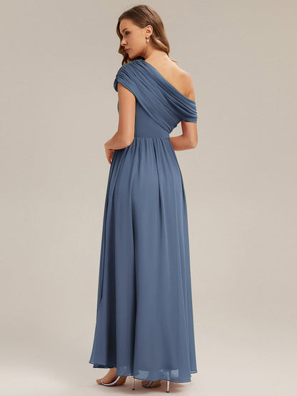 Gathered Chiffon Off the Shoulder Bridesmaid Dress