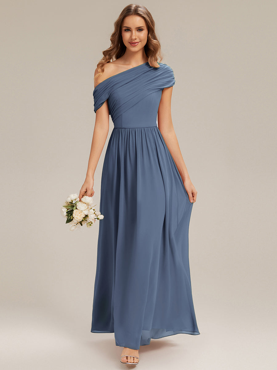 Gathered Chiffon Off the Shoulder Bridesmaid Dress