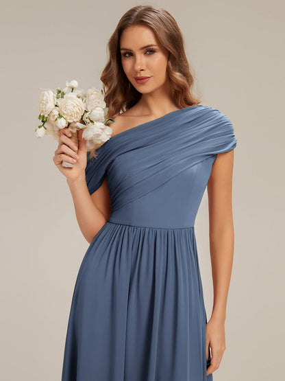 Gathered Chiffon Off the Shoulder Bridesmaid Dress