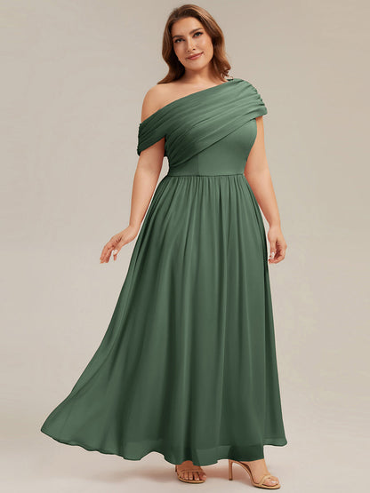 Gathered Chiffon Off the Shoulder Bridesmaid Dress