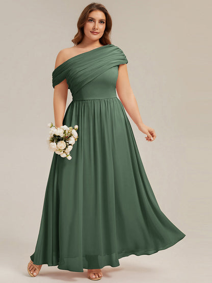 Gathered Chiffon Off the Shoulder Bridesmaid Dress