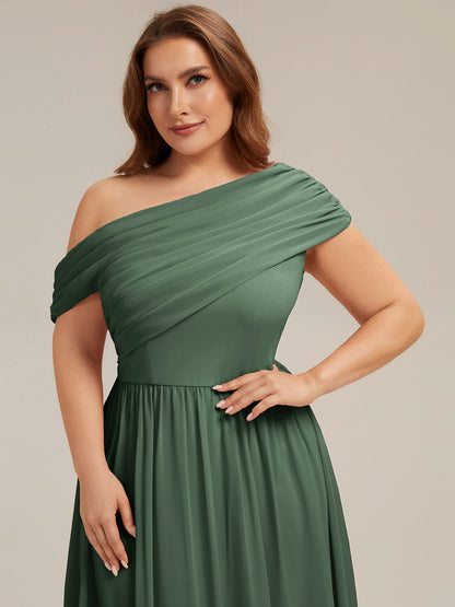 Gathered Chiffon Off the Shoulder Bridesmaid Dress