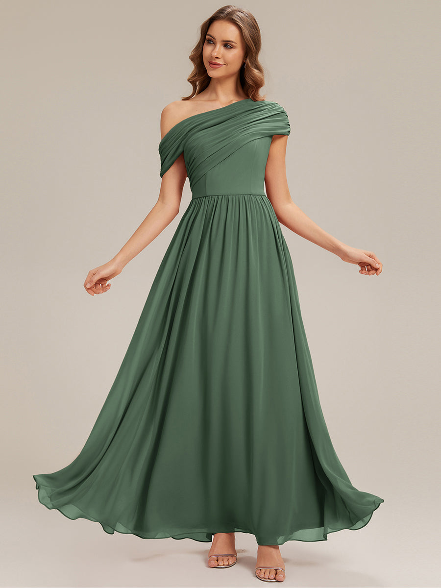 Gathered Chiffon Off the Shoulder Bridesmaid Dress