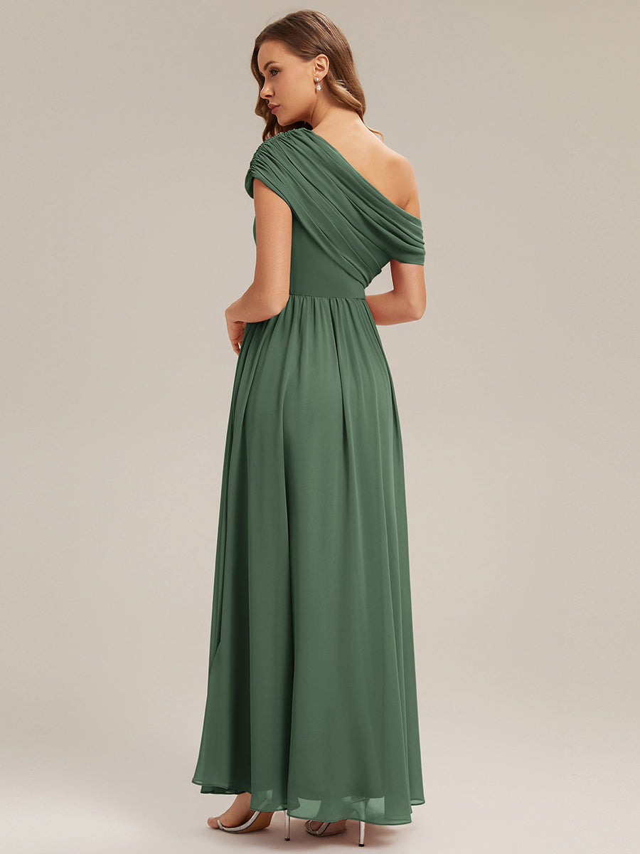 Gathered Chiffon Off the Shoulder Bridesmaid Dress