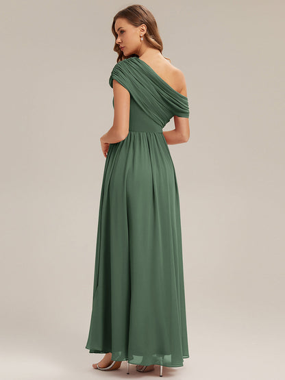 Gathered Chiffon Off the Shoulder Bridesmaid Dress