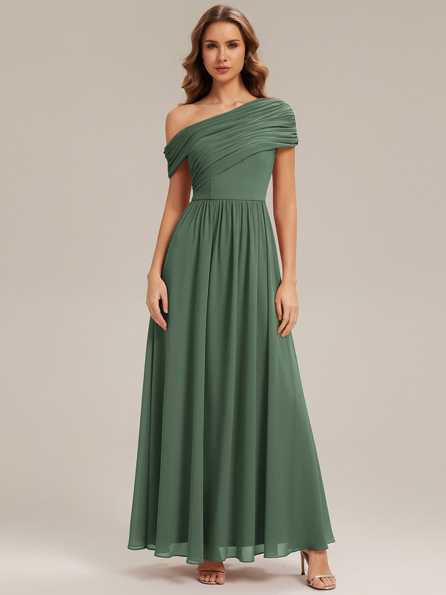 Gathered Chiffon Off the Shoulder Bridesmaid Dress