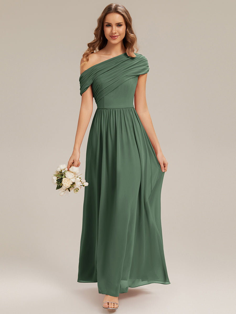 Gathered Chiffon Off the Shoulder Bridesmaid Dress