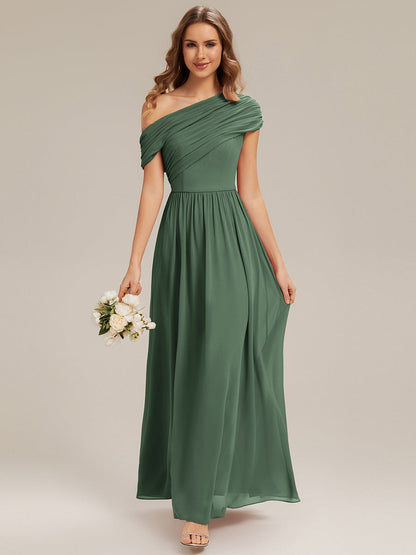Gathered Chiffon Off the Shoulder Bridesmaid Dress