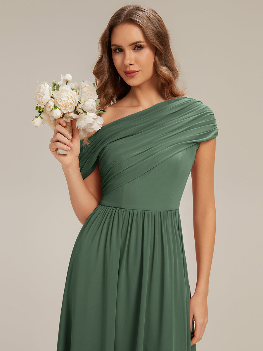 Gathered Chiffon Off the Shoulder Bridesmaid Dress