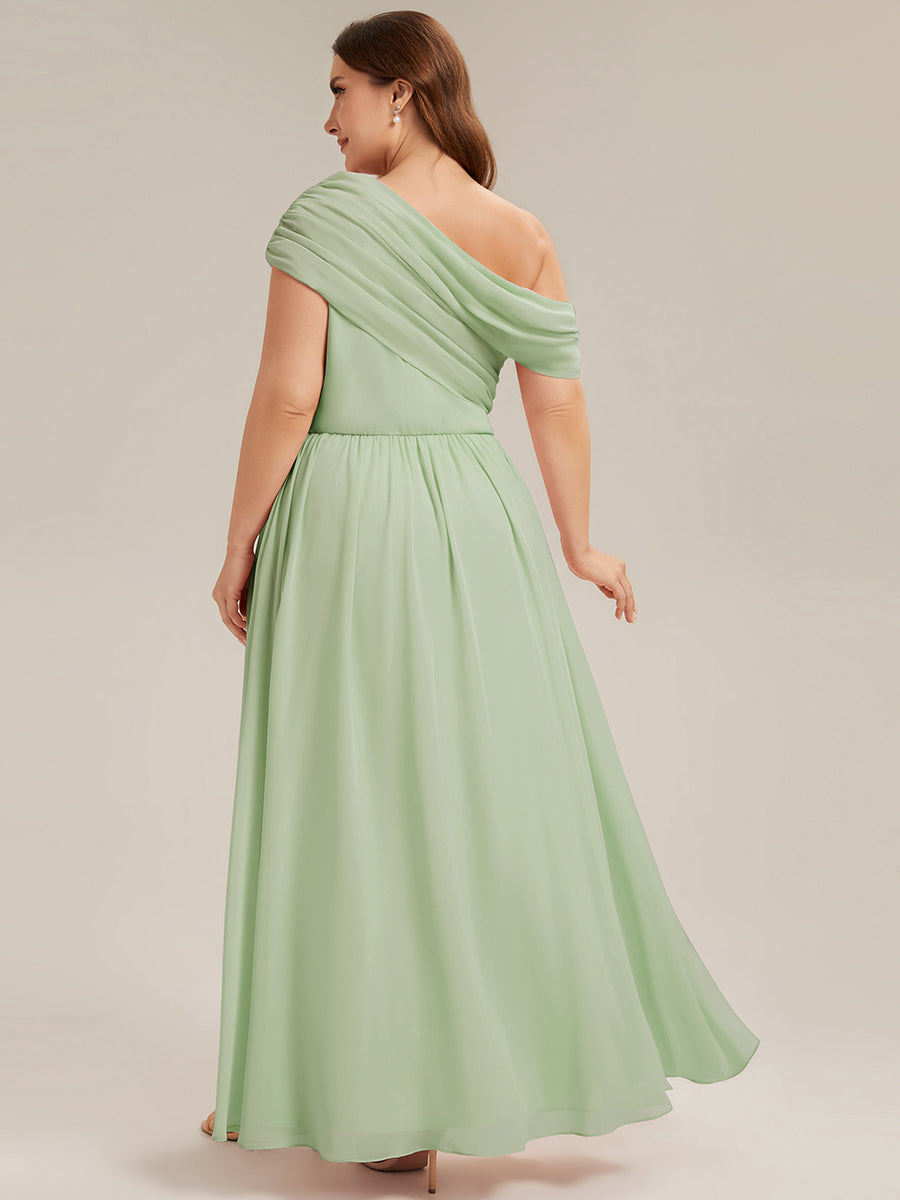 Plus Size Gathered Chiffon Bridesmaid Dress