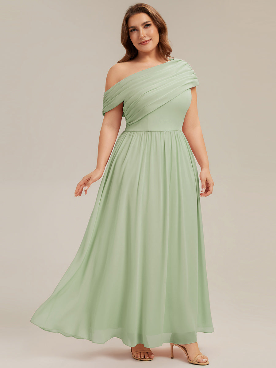 Gathered Chiffon Off the Shoulder Bridesmaid Dress
