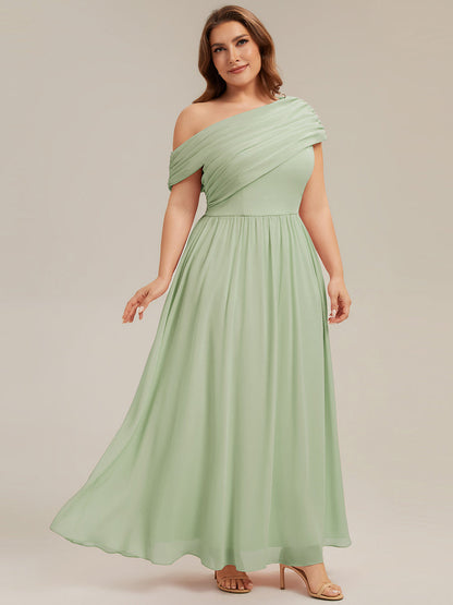 Gathered Chiffon Off the Shoulder Bridesmaid Dress