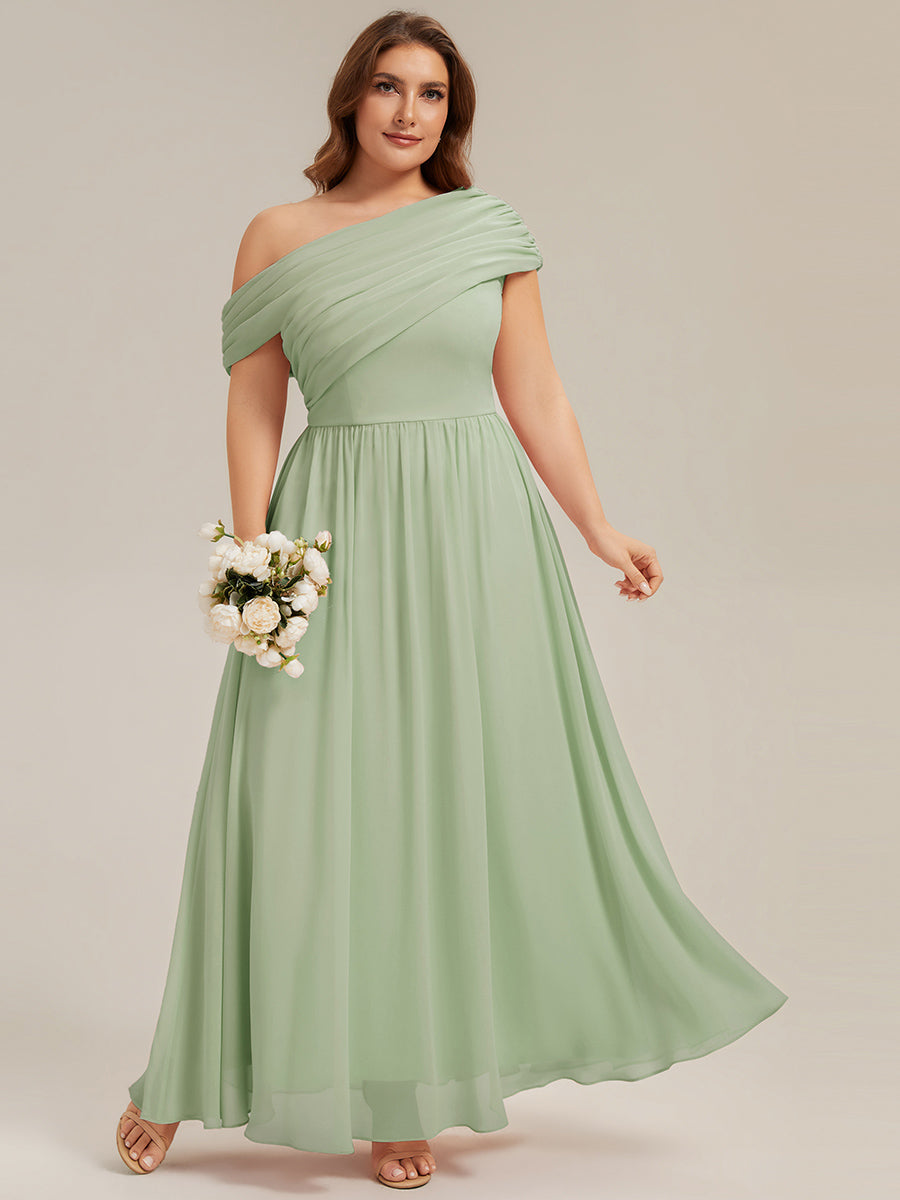 Gathered Chiffon Off the Shoulder Bridesmaid Dress