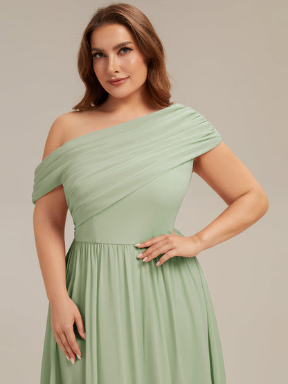Gathered Chiffon Off the Shoulder Bridesmaid Dress