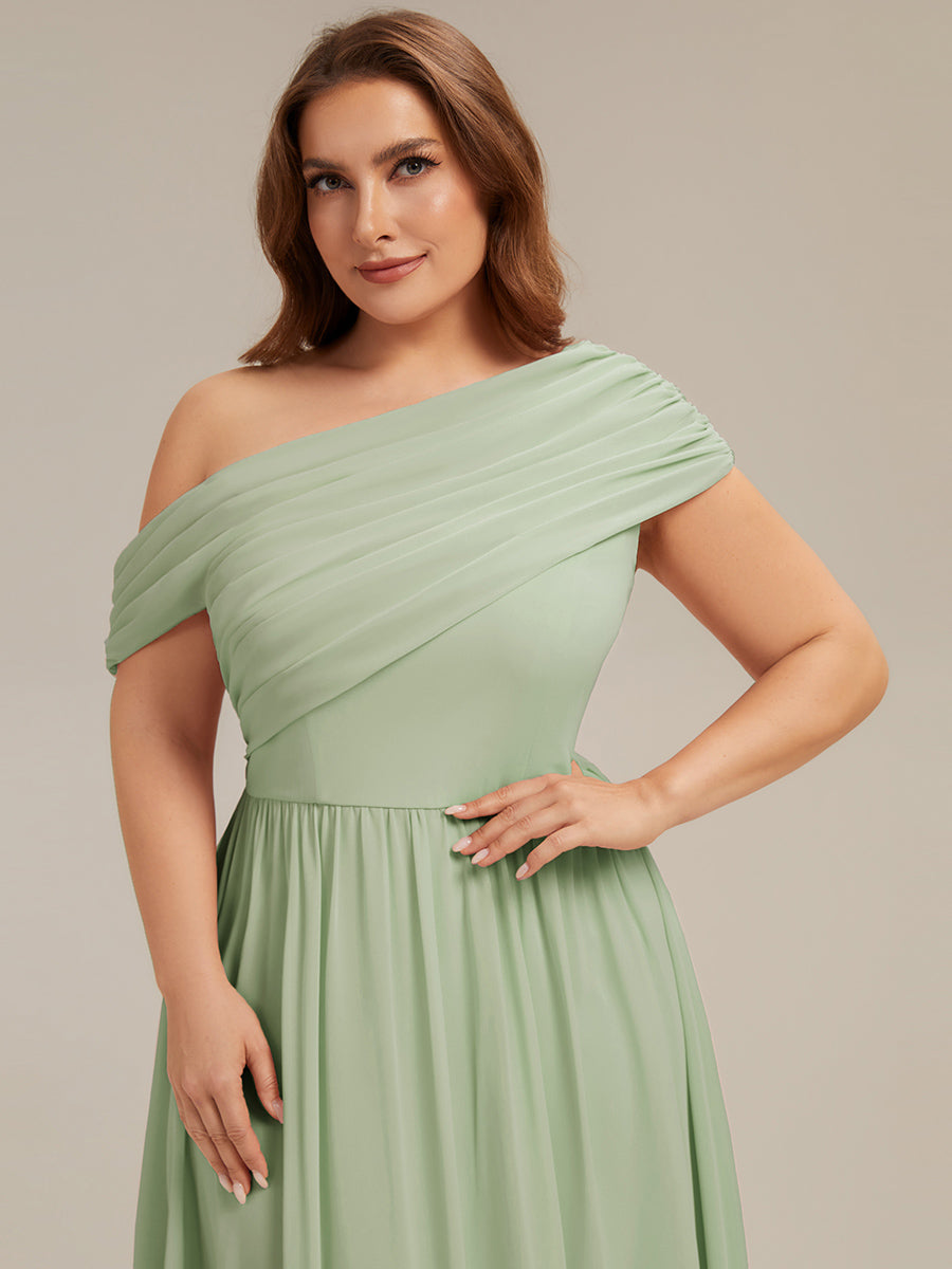 Plus Size Gathered Chiffon Bridesmaid Dress