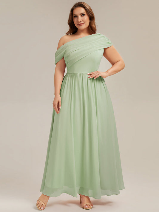 Plus Size Gathered Chiffon Bridesmaid Dress