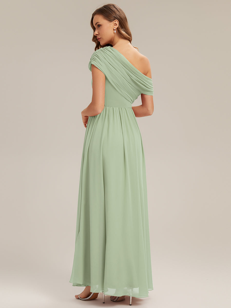 Gathered Chiffon Off the Shoulder Bridesmaid Dress