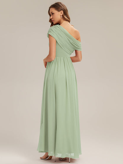 Gathered Chiffon Off the Shoulder Bridesmaid Dress