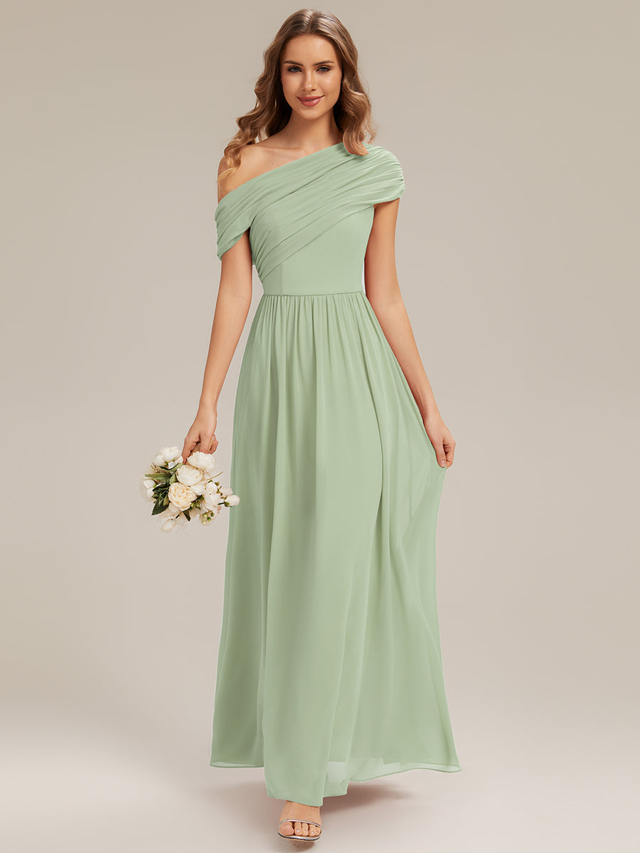 Gathered Chiffon Off the Shoulder Bridesmaid Dress