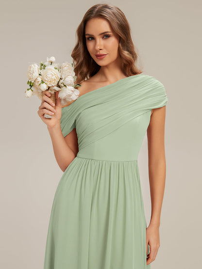Gathered Chiffon Off the Shoulder Bridesmaid Dress