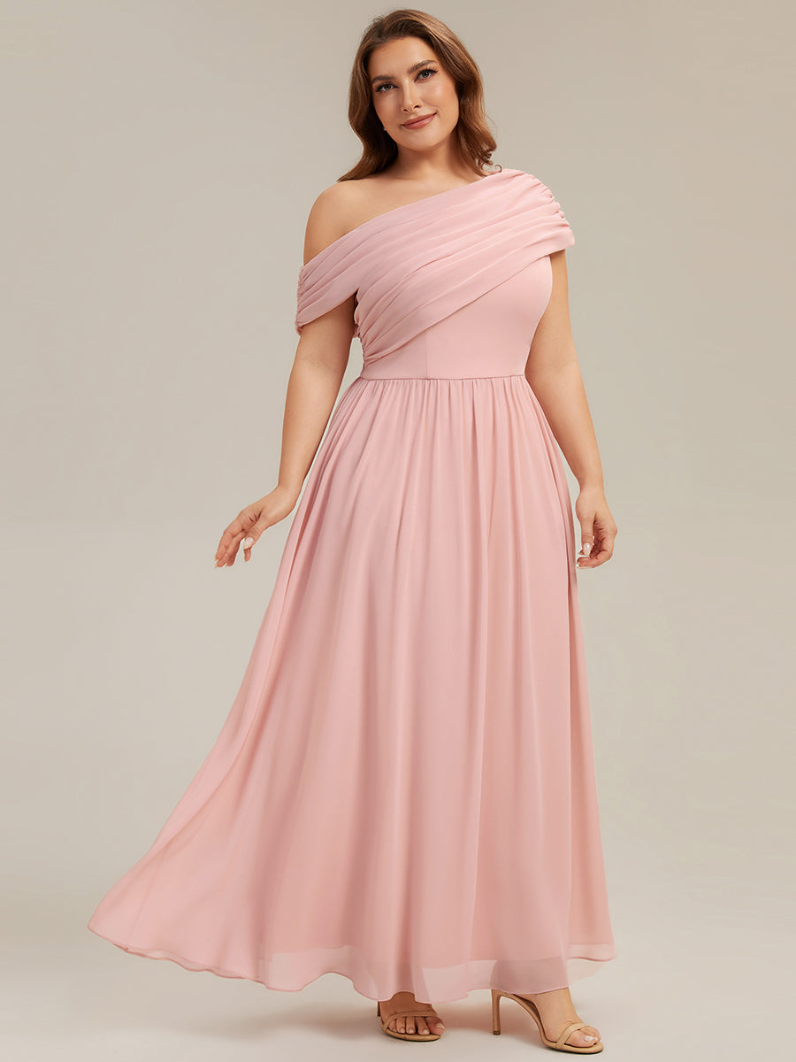 Plus Size Gathered Chiffon Bridesmaid Dress