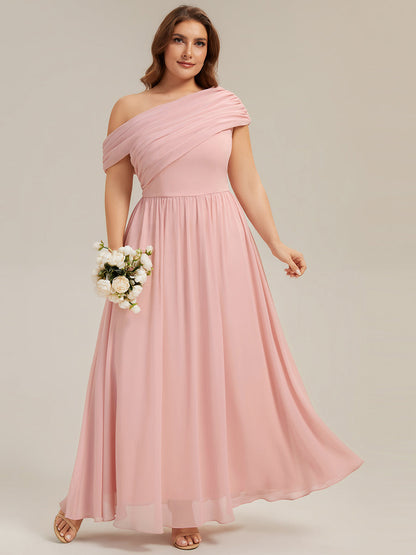 Gathered Chiffon Off the Shoulder Bridesmaid Dress