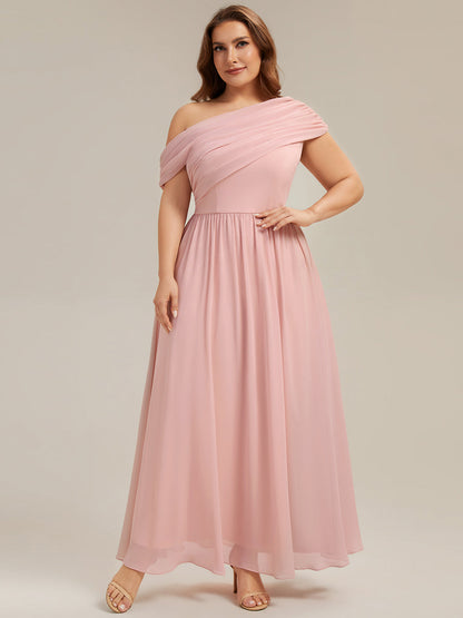 Plus Size Gathered Chiffon Bridesmaid Dress
