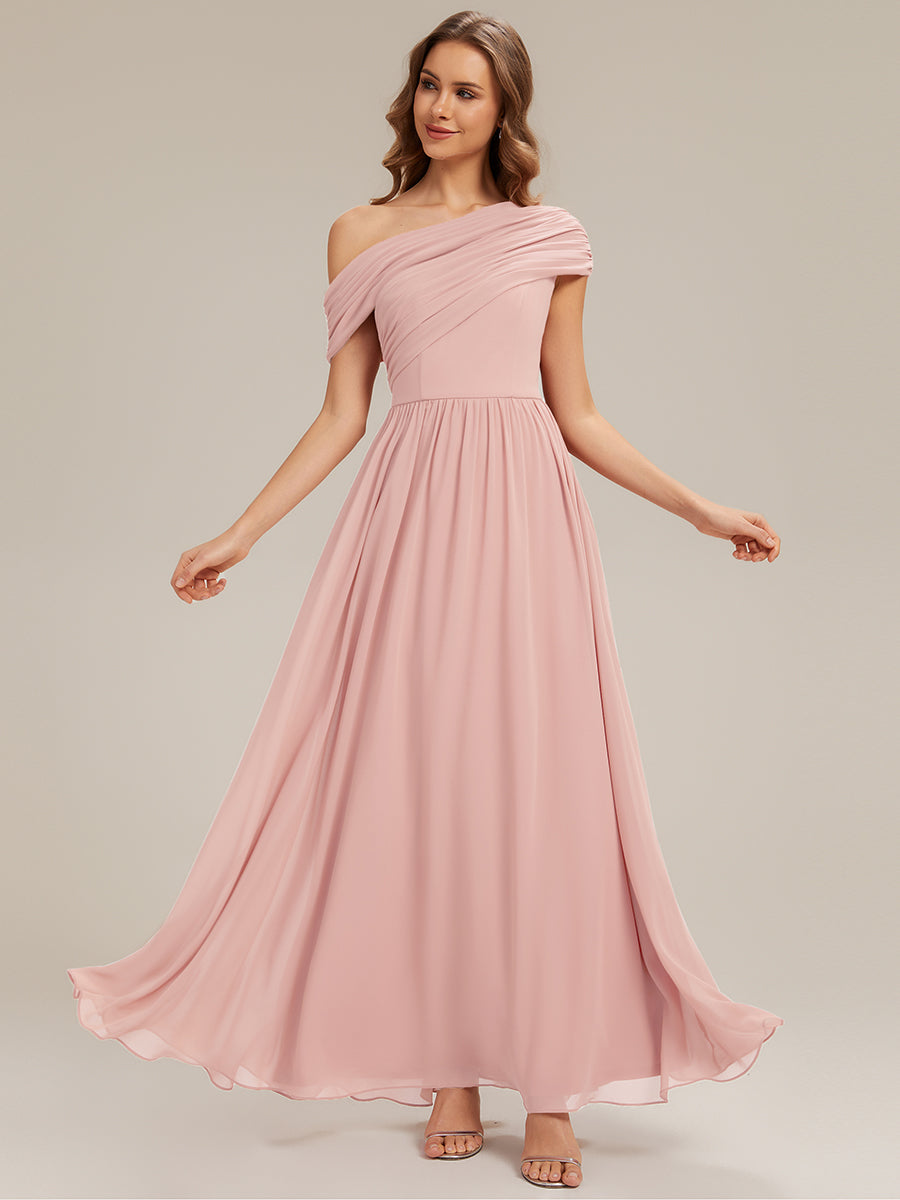 Gathered Chiffon Off the Shoulder Bridesmaid Dress