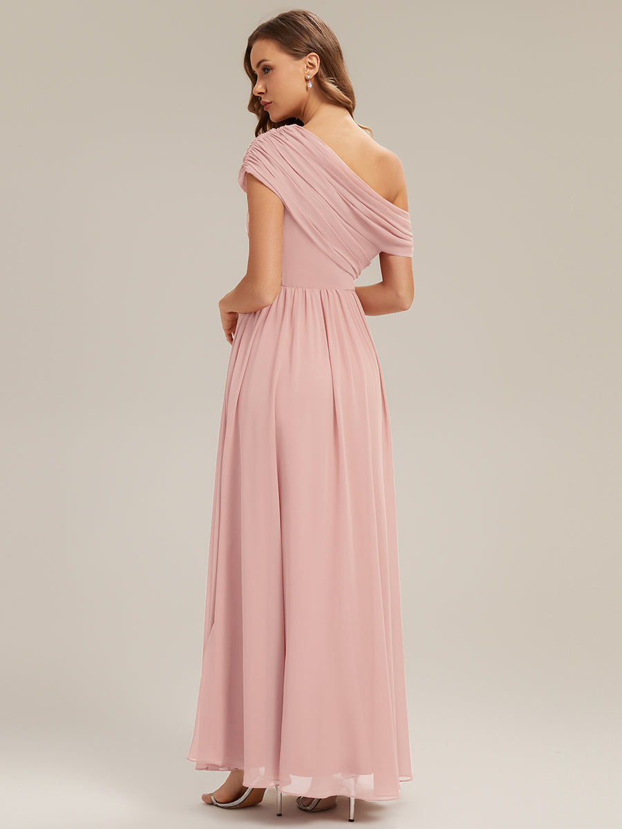 Gathered Chiffon Off the Shoulder Bridesmaid Dress