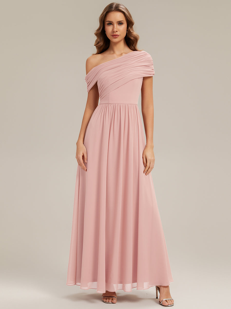 Gathered Chiffon Off the Shoulder Bridesmaid Dress