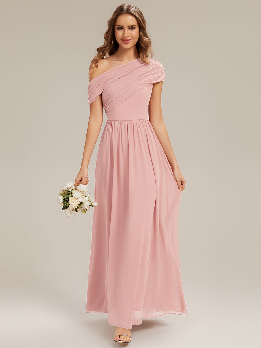 Gathered Chiffon Off the Shoulder Bridesmaid Dress