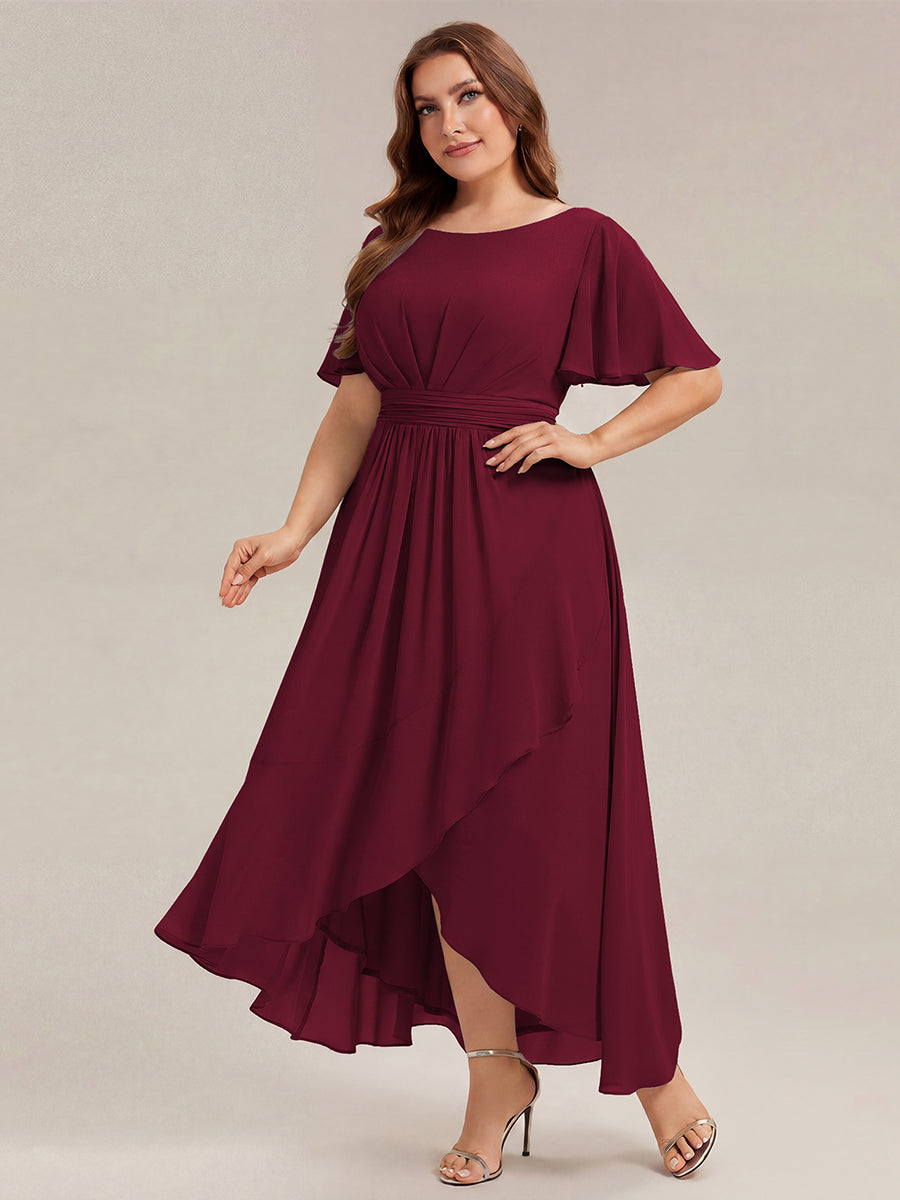 pretty SAGE|Plus Size High-Low Chiffon Wedding Guest Dress