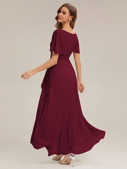 ever SAGE|Chiffon Ruffle Short Sleeve Wedding Guest Dress