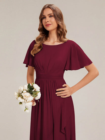 ever SAGE|Chiffon Ruffle Short Sleeve Wedding Guest Dress