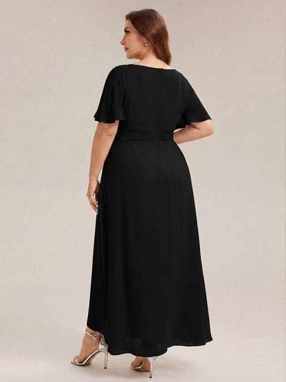 ever SAGE|Chiffon Ruffle Short Sleeve Wedding Guest Dress