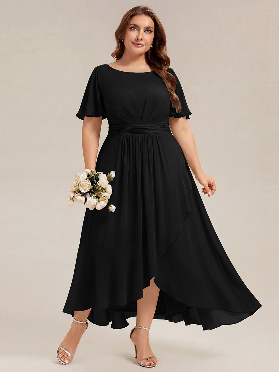 pretty SAGE|Plus Size High-Low Chiffon Wedding Guest Dress