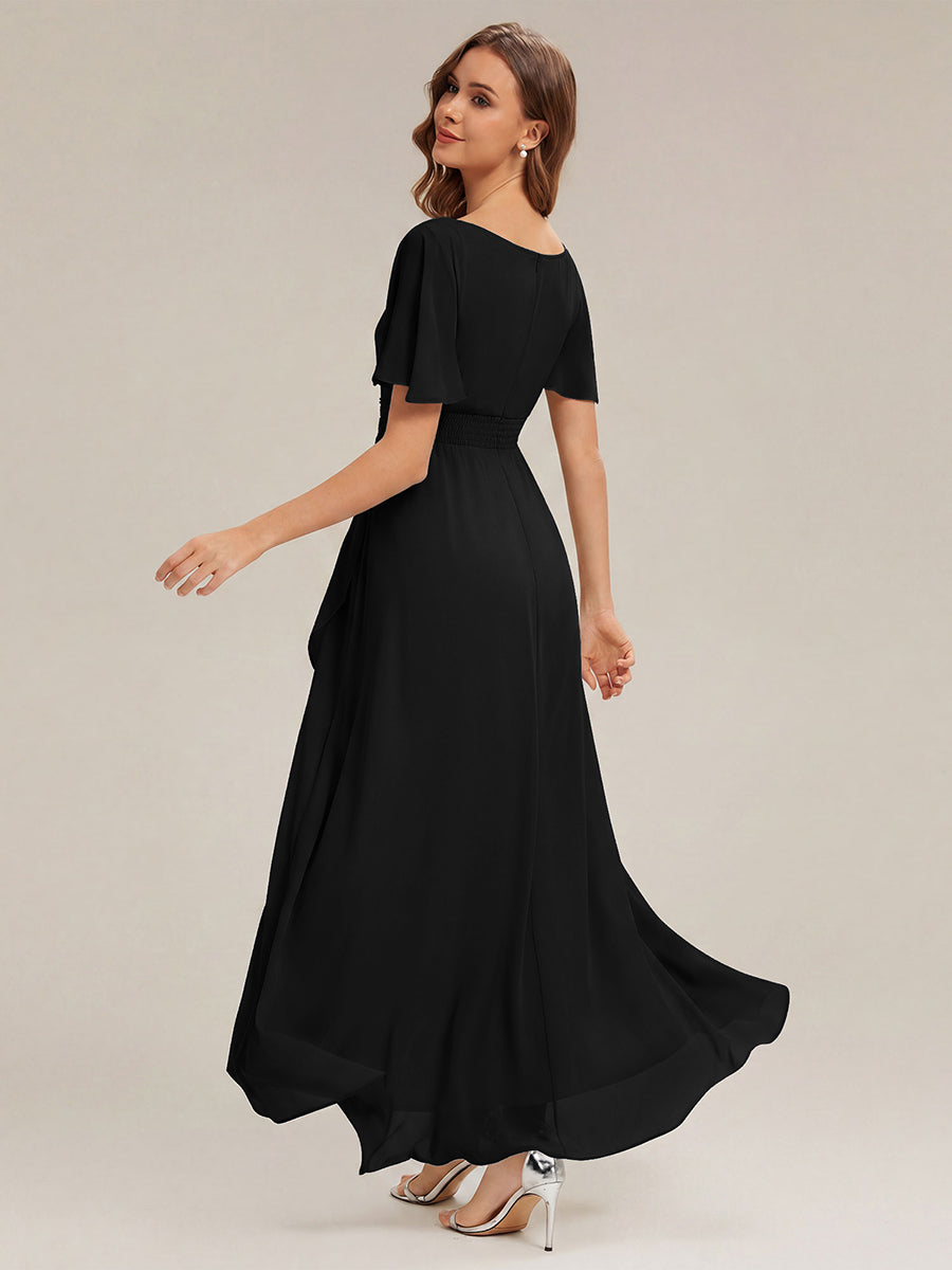 ever SAGE|Chiffon Ruffle Short Sleeve Wedding Guest Dress