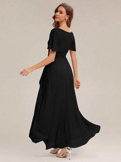 ever SAGE|Chiffon Ruffle Short Sleeve Wedding Guest Dress