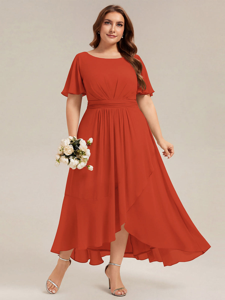 pretty SAGE|Plus Size High-Low Chiffon Wedding Guest Dress