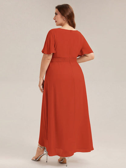 pretty SAGE|Plus Size High-Low Chiffon Wedding Guest Dress