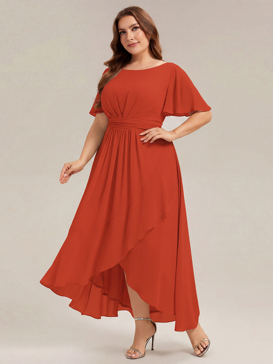 ever SAGE|Chiffon Ruffle Short Sleeve Wedding Guest Dress