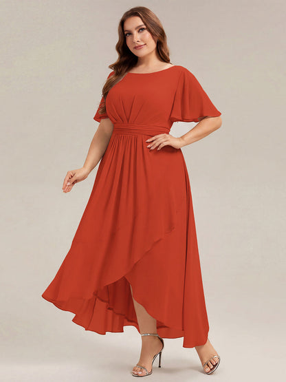 ever SAGE|Chiffon Ruffle Short Sleeve Wedding Guest Dress